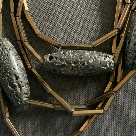 Adjustable bijou necklace chocolate brown and copper colour. - Picture 2 of 3